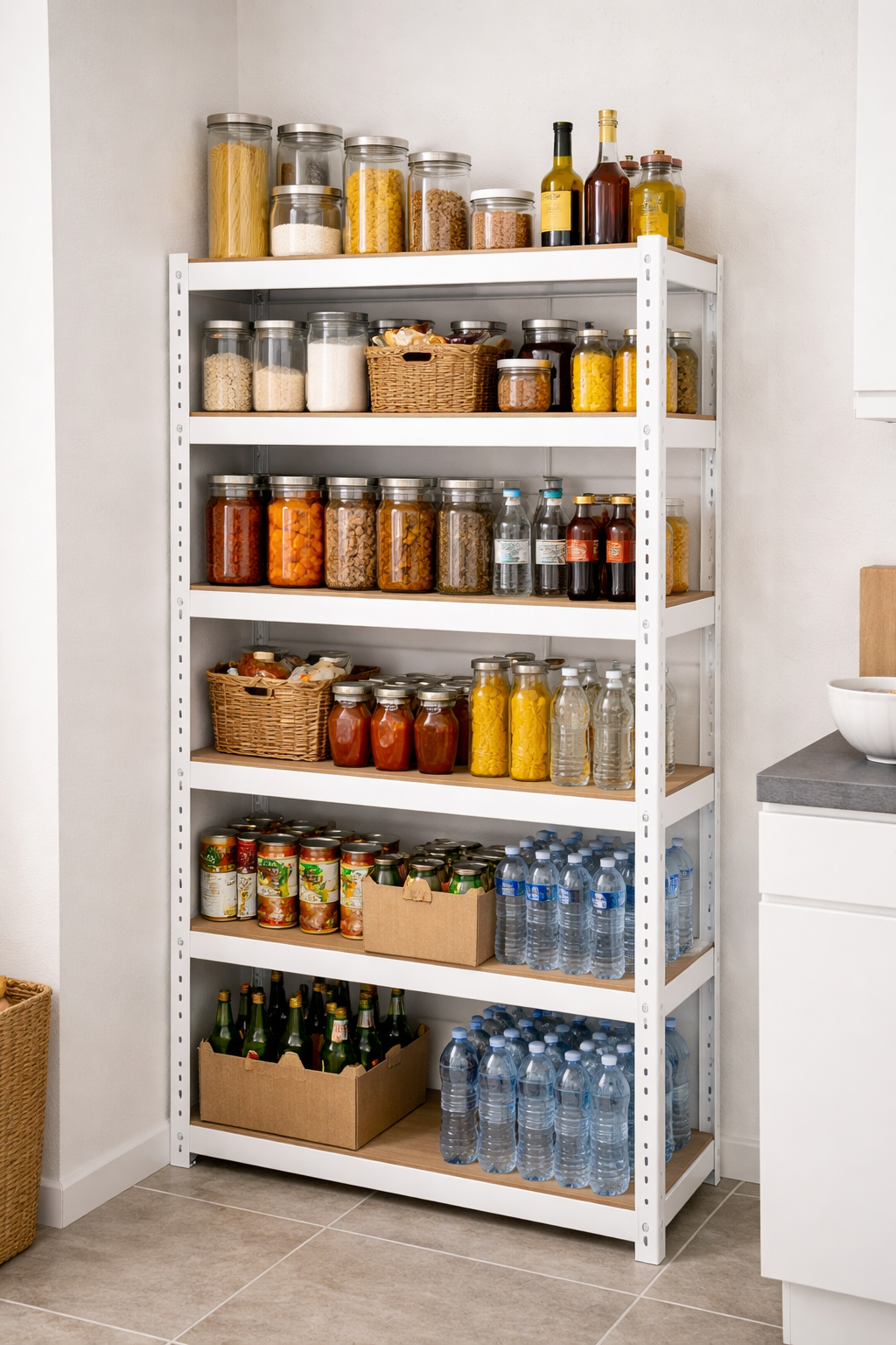 Regál do spíže bílý 6 polic